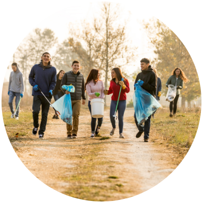 Assessment image people picking up trash in community